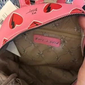 Betsey Johnson Pink and Red Heart Backpack Betsey Johnson RoseBud Heart Backpack | Mercari main image 3